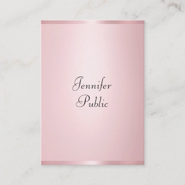 Tarjeta De Visita Elegante Rosa Gold Modern Caligraphy Profesional (Anverso)
