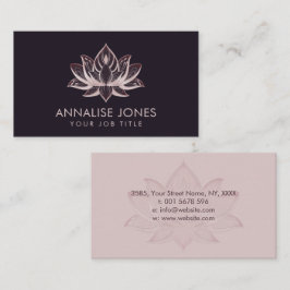 Tarjeta De Visita Elegante Rosa Gold Pearl Lotus Flower