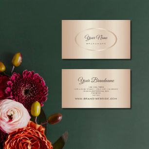 Tarjeta De Visita Elegante Rosa Gold Rubor con marco ovalado moderno