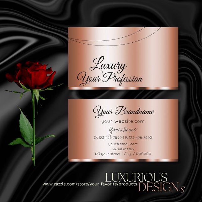 Tarjeta De Visita Elegante Rosa Golden Glamour moderno y sencillo (Subido por el creador)