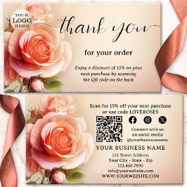 Tarjeta De Visita Elegante Rosa Gracias Por Su Pedido