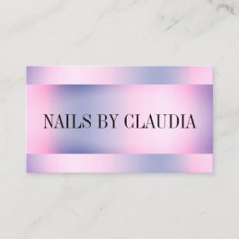 Tarjeta De Visita Elegante rosa holográfico elegante uñas moradas de