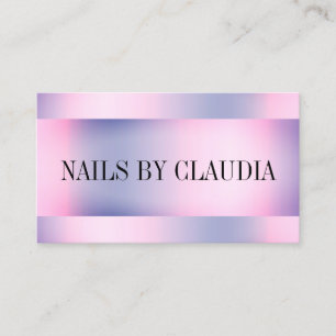 Tarjeta De Visita Elegante rosa holográfico elegante uñas moradas de