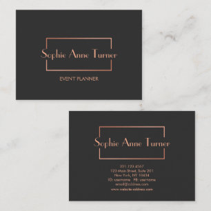 Tarjeta De Visita Elegante Rosa marco dorado roto gris oscuro