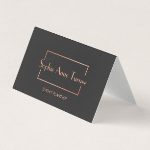 Tarjeta De Visita Elegante Rosa marco dorado roto gris oscuro
