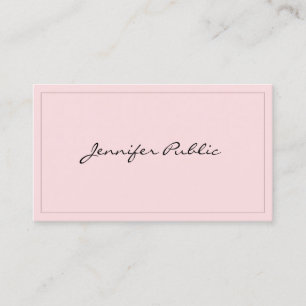 Tarjeta De Visita Elegante Rosa Minimalista Profesional Moderno Boni