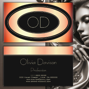 Tarjeta De Visita Elegante Rosa Monograma de Oro Iniciales Moda de B