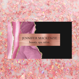 Tarjeta De Visita Elegante Rosa negro rosado Gold Agate Luxury