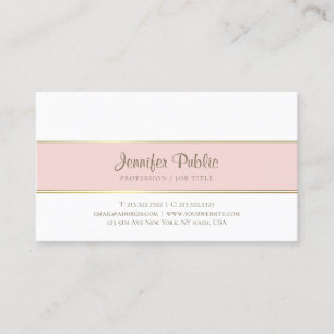 Tarjeta De Visita Elegante Rosa Oro Blanco Moderno Simple Sencillo