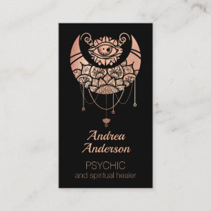 Tarjeta De Visita Elegante Rosa Oro Crescent Moon