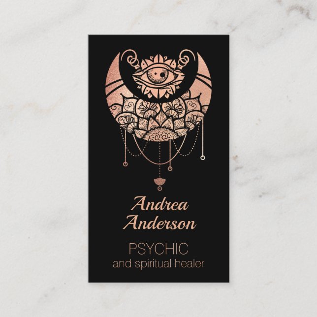 Tarjeta De Visita Elegante Rosa Oro Crescent Moon (Anverso)