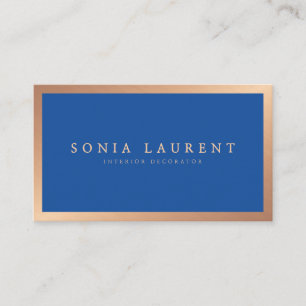 Tarjeta De Visita Elegante rosa oro metálico azul real azul minimali