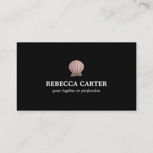 Tarjeta De Visita Elegante ROSA Oro Tropical Playa Costera