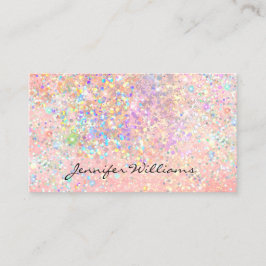Tarjeta De Visita Elegante rosa pastel dorado brillo holográfico