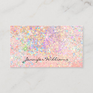 Tarjeta De Visita Elegante rosa pastel dorado brillo holográfico