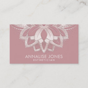 Tarjeta De Visita Elegante Rosa Pearl Gold Lotus Flor