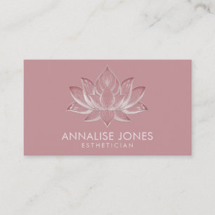 Tarjeta De Visita Elegante Rosa Pearl Gold Lotus Flor