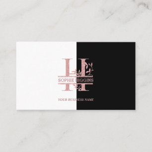 Tarjeta De Visita Elegante Rosa Personalizado dividido en oro Monogr