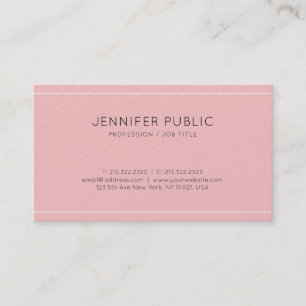 Tarjeta De Visita Elegante Rosa Plano Lujo Premium Acabado Perla