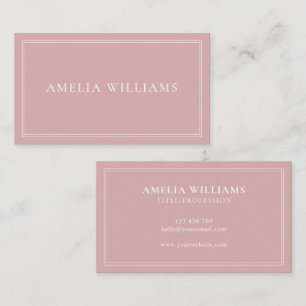 Tarjeta De Visita Elegante Rosa Polvoriento Minimalista Profesional