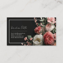 Elegante Rosa Polvoriento Negro Floral Peonía Rect