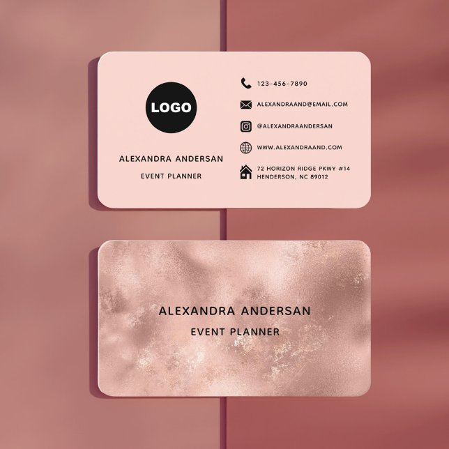 Tarjeta De Visita Elegante Rosa profesional Metalizado de oro (Elegant Rose Gold Metal Professional Business Card)