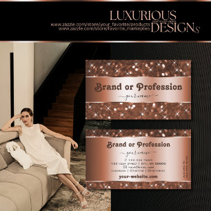 Tarjeta De Visita Elegante Rosa Purpurina de oro Estrellas de espuma