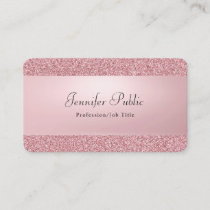 Tarjeta De Visita Elegante Rosa Purpurina de oro profesional moderno