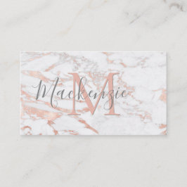 Tarjeta De Visita Elegante Rosa Relieve metalizado dorado Mármol Mon