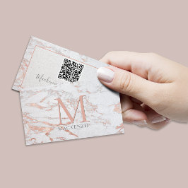 Tarjeta De Visita Elegante Rosa Relieve metalizado dorado Mármol Mon