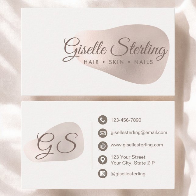 Tarjeta De Visita Elegante Rosa Relieve metalizado dorado Resumen Be (Subido por el creador)