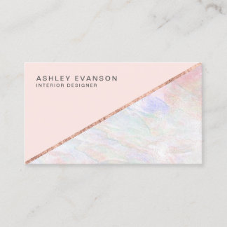 Tarjeta De Visita Elegante Rosa Relieve metalizado dorado y opal Rub