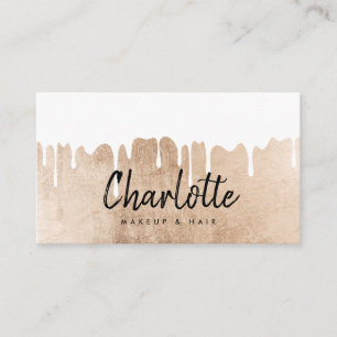 Tarjeta De Visita Elegante rosa Relieve metalizado oro goteo nombre 