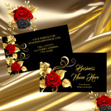 Elegante Rosa Roja Clásica Hoja de Oro Negro
