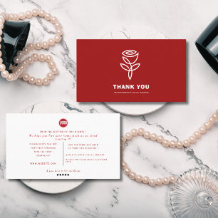 Tarjeta De Visita Elegante Rosa Roja Gracias