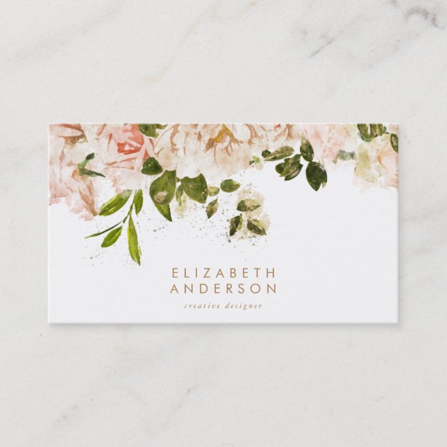 Tarjeta De Visita Elegante Rosa Romance Business Card (Anverso)