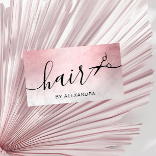 Tarjeta De Visita Elegante rosa rosa dorado tijeras de mármol estili