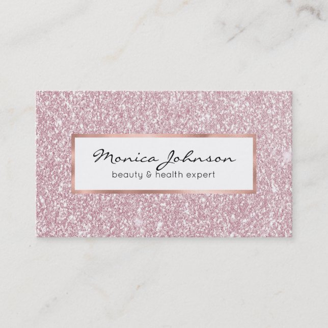 Tarjeta De Visita Elegante rosa rosa rosa abstracto purpurina de mod (Anverso)