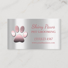 Tarjeta De Visita Elegante Rosa Servicio de Grooming Mascota de Perr