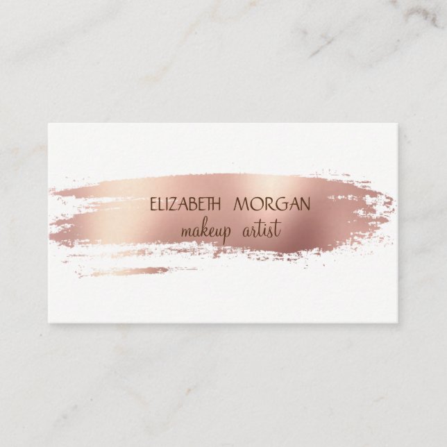 Tarjeta De Visita Elegante Rosa simple Relieve metalizado dorado de  (Anverso)