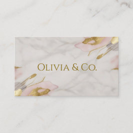 Tarjeta De Visita Elegante rosa suave con lámina de oro y mármol par