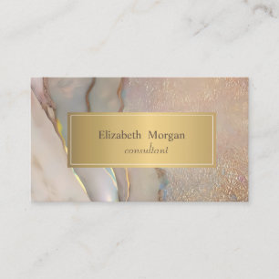 Tarjeta De Visita Elegante rosa suave opal moderno oro