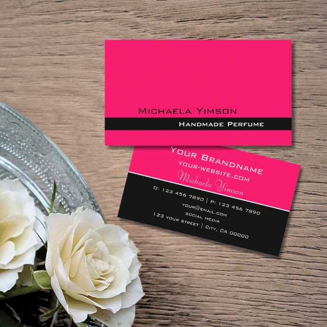 Tarjeta De Visita Elegante rosa y negro moderno profesional simple (Subido por el creador)