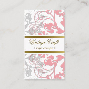 Tarjeta De Visita Elegante rosado elegante del Flourish floral del