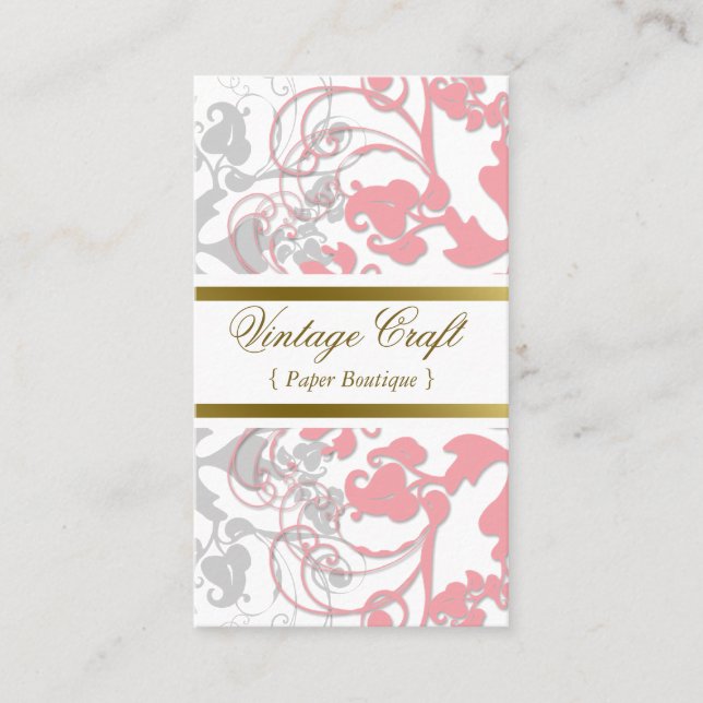 Tarjeta De Visita Elegante rosado elegante del Flourish floral del (Anverso)