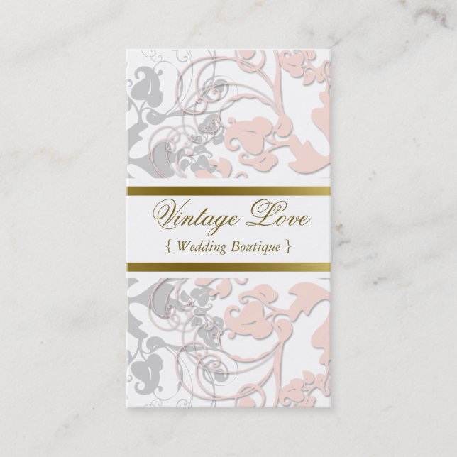Tarjeta De Visita Elegante rosado elegante del Flourish floral del (Anverso)