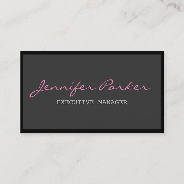 Tarjeta De Visita Elegante rosado gris de la escritura profesional (Anverso)