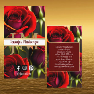 Tarjeta De Visita Elegante Roses Roses Gold