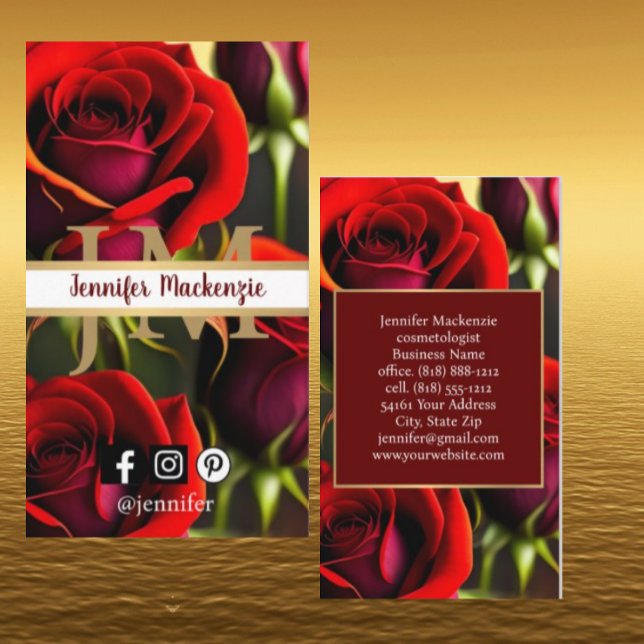 Tarjeta De Visita Elegante Roses Roses Gold (Subido por el creador)