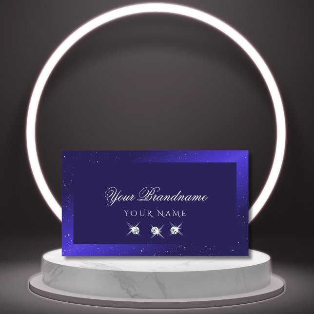 Tarjeta De Visita Elegante Royal Blue Sparkling Diamonds Profesional (Subido por el creador)